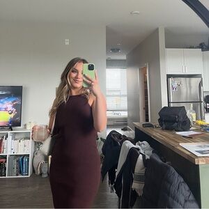 Chic Brown Open Back Dress